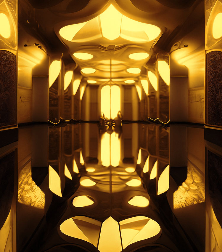 render of a computer generated image featuring reflection and refraction features